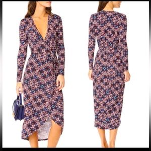 Yumi Kim red blue white graphic wrap dress